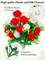 2 Sets Cemetery Vases with Artificial Flowers for Grave - Total 36 Vibrant Red & White Roses Bouquet, Memorial Day Flower Holders Kits with Fixing Foam for Headstones Decoration